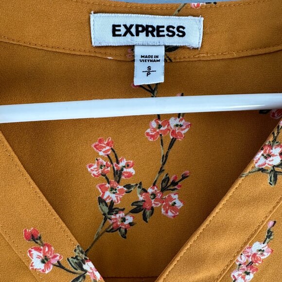 Express Women's Floral Loose V Neck Long Sleeve Blouse Size Small - Picture 3 of 6